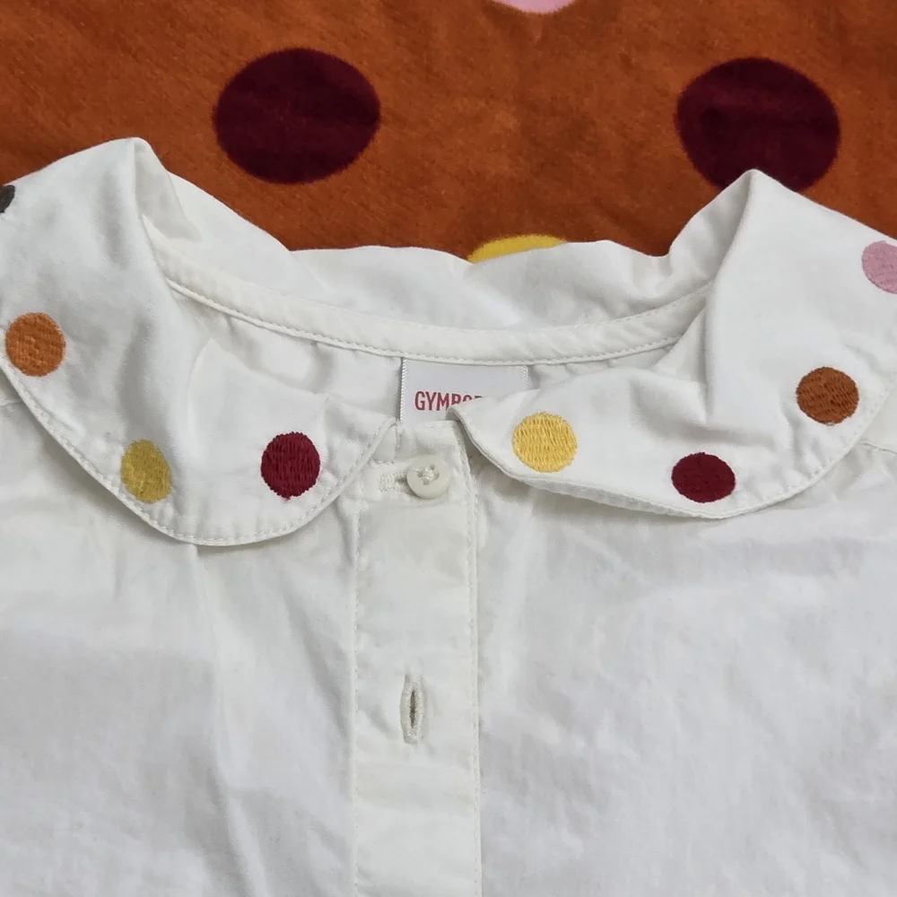 Girls Vintage Gymboree Polka Dot Pinafore Jumper Dress & Matching Shirt Size 10